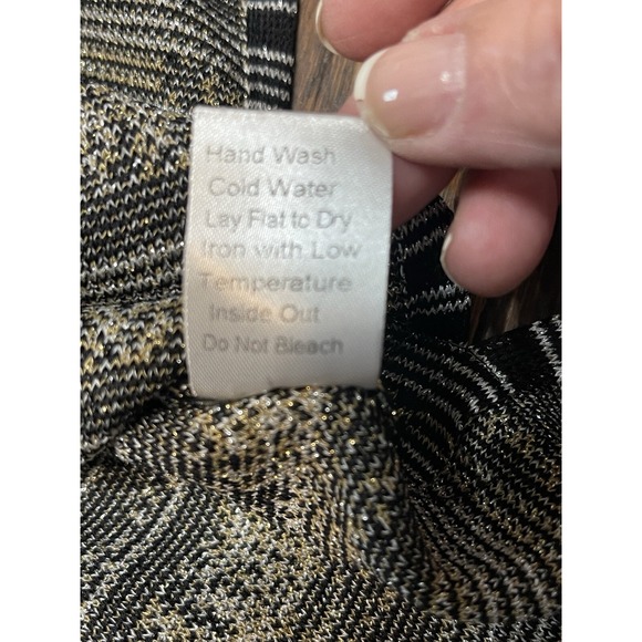 NWT Misook Women's Black Gold Silver Metallic Geometric Long Knit Cardigan XL - Picture 12 of 12